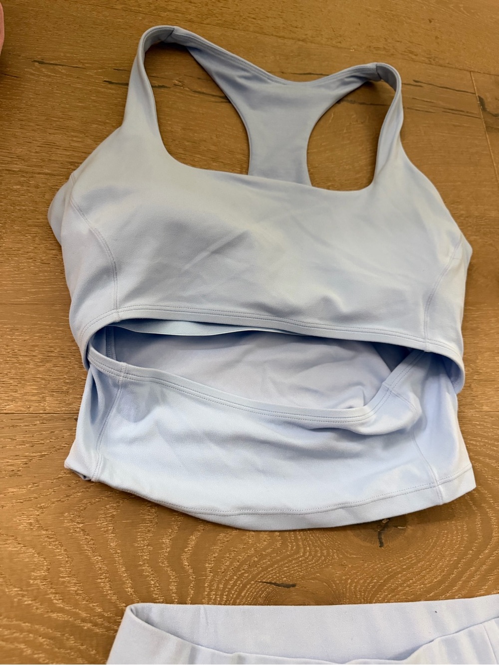 Stori Light Blue Racerback Sports Bra Tank Top with cut out
